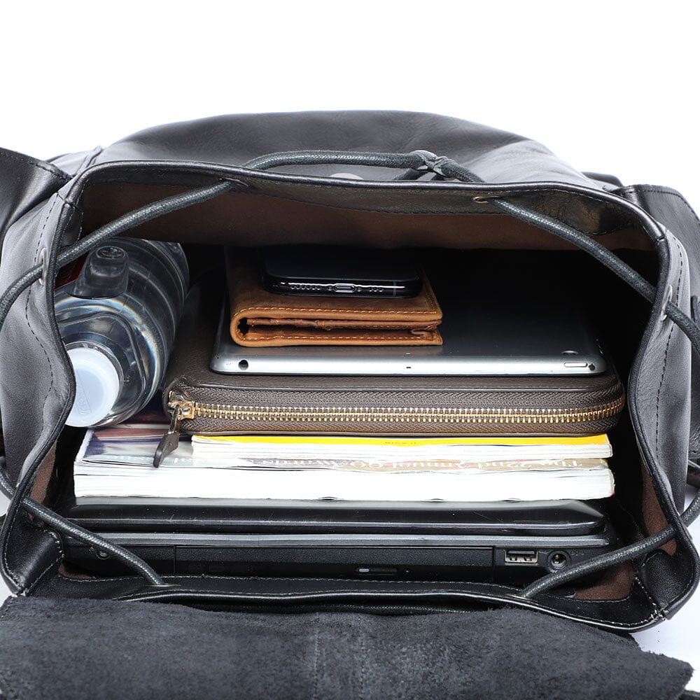 Black Leather Backpack | BODO