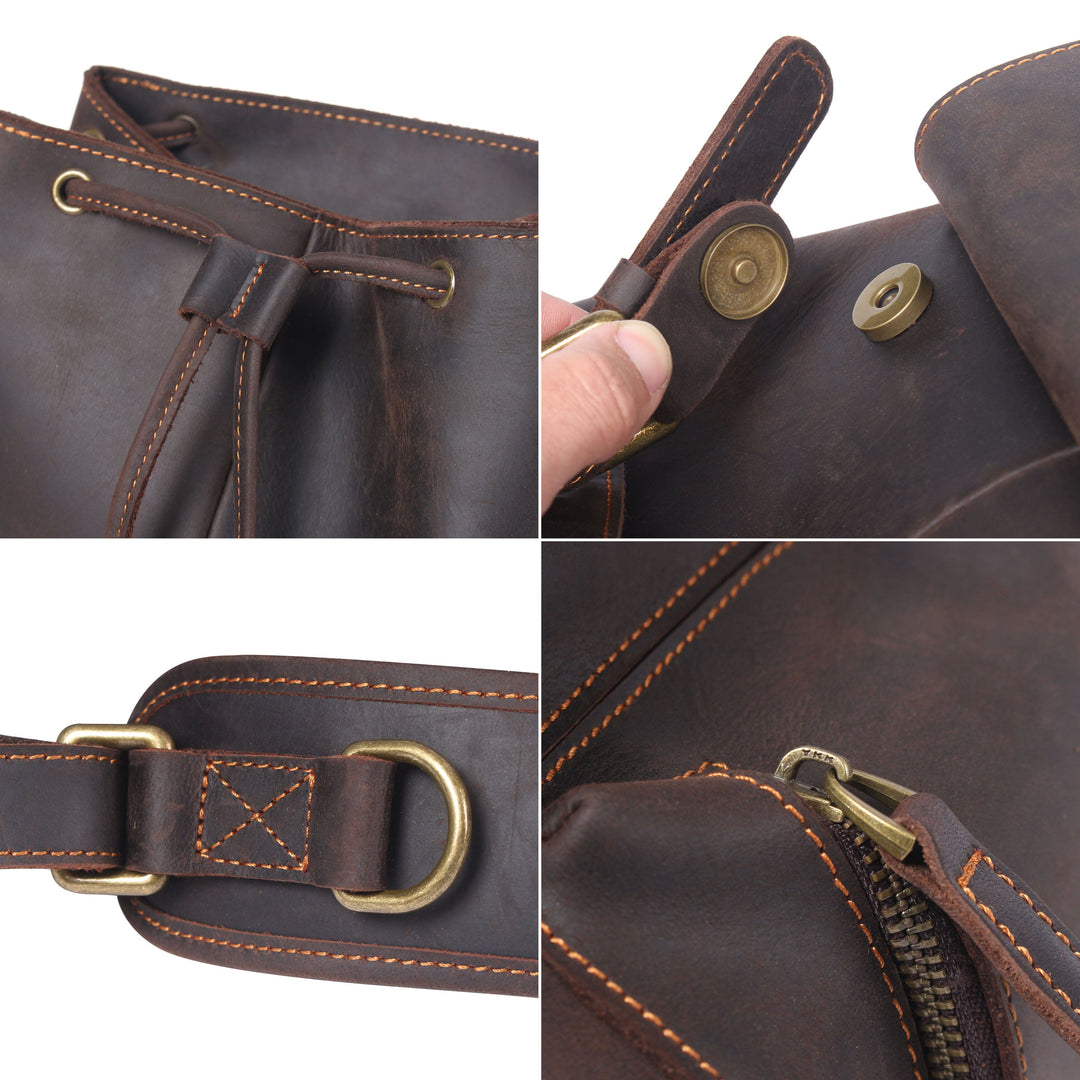 Leather Drawstring Backpack | FLAM