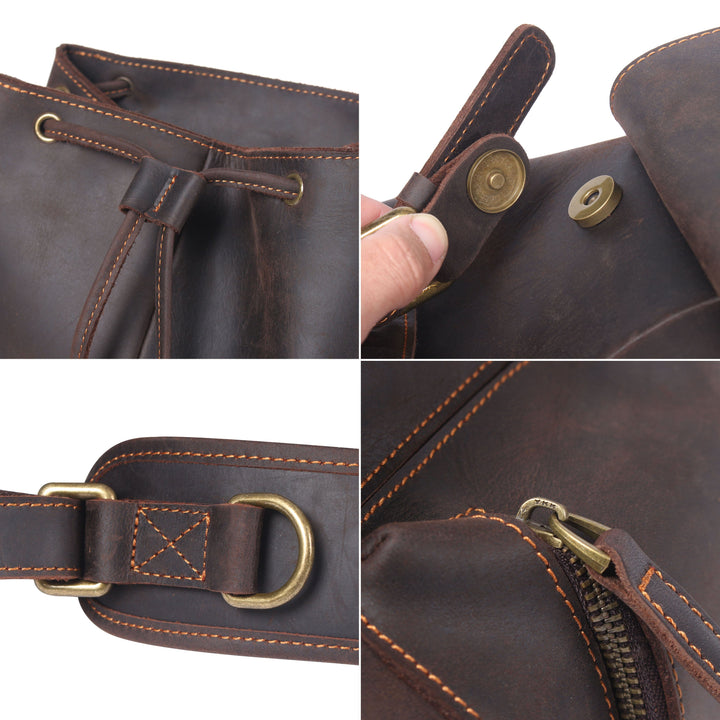 Leather Drawstring Backpack | FLAM